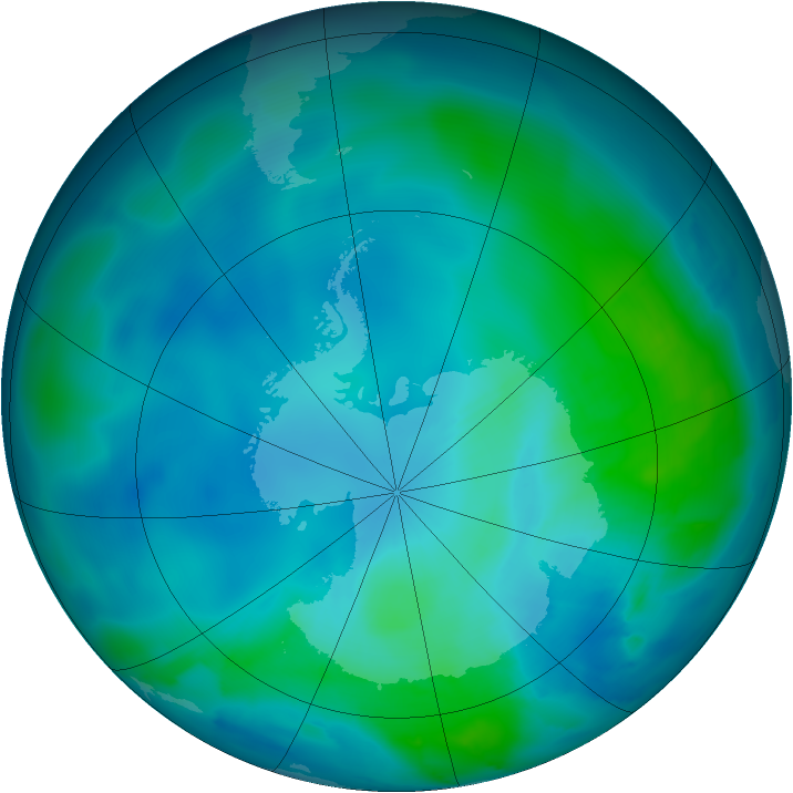 Antarctic ozone map for 25 February 2012